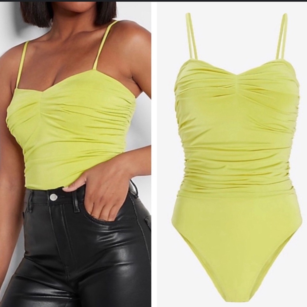 Lime Green Ruched Bodysuit